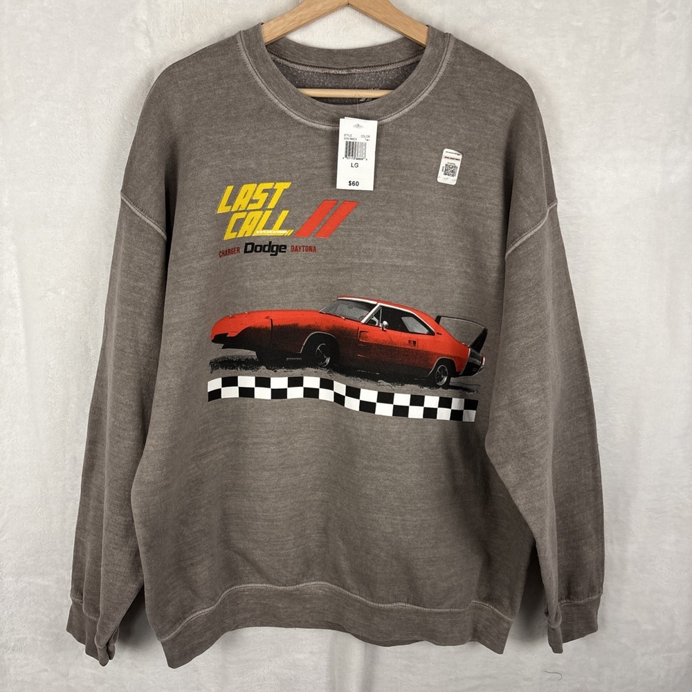 Dodge Charger Last Call Charger Daytona Sweatshirt Pullover Size Large Gray NWT